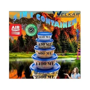 Kitchen Container |250+450+800+1400+2500 ml| Stackable Refrigerator Organizer for Fresh Food Storage | BPA-Free Kitchen Solution|Design - 4911 for Home and Kitchen