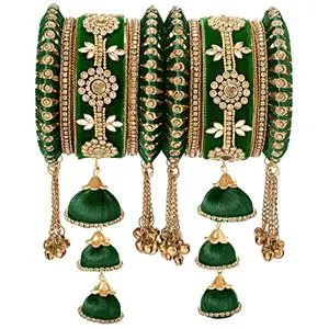 Peora Silk Thread Hanging Jhumka Bangle Chuda Chura Set Fashion Jewellery for Women Girls(Size - 2.6)