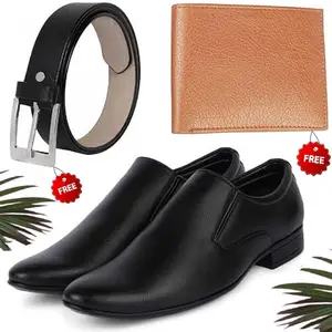 Aadab Trendy Formal Shoes/Party Shoes/Shoes Combo with Free Wallet & Belt for Men and Boys (BAZAAR6416_RT-Tan-401) Multicolor