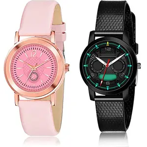NIKOLA Valentine Analog Pink and Black Color Dial Women Watch - GW7-(57-L-10) (Pack of 2)