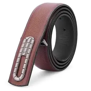 Kastner Men's Formal and Casual Pin Closer PU Leather Belt with Textured Design and Buckle