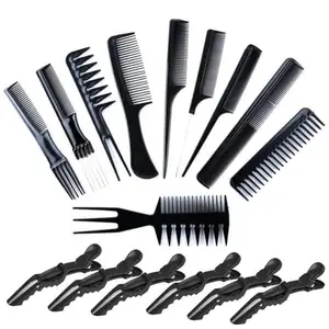 MF Set of 10 Pcs Multipurpose Salon Hair Styling Hairdressing Barber Combs Professional Comb Kit with Hair Styling Section Clips | Styling Barber Comb Kits