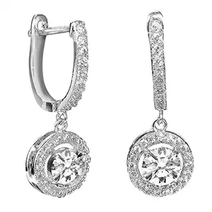 Peora American Diamond Studded Silver Plated Drop Earrings Fashion Stylish Jewellry Gift For Girls & Women (PX8E75)