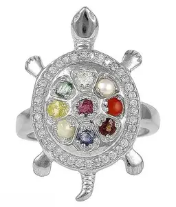 Navratna Tortoise for Men and Women | Panchdhatu Adjustable Kachua Ring for Good Luck, Vastu, and Astrology | Spiritual Healing Navratna Ring for Prosperity & ProtectionA2