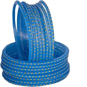 Glass Empire glass bangle set women or girls (pack of 24) (2.6, Blue)