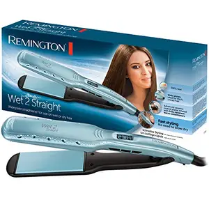 Remington S7350 Wet2straight Wide Plate Hair Straightener | For Wet & Dry Use, Drying & Straightening Hair, Argan Oil Care and Vitamin E | Heat-Activated Anti-Frizz Micro Active Ingredients, 140-230°C| 5 Year Guarantee