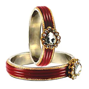 Vidhya Kangan red Stone Acrylic-Brass Bangle