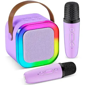 Geweiya Karaoke Machine for Kids - Mini With 2 Wireless Microphones, Portable Bluetooth Speaker With Lights, for Girls Ages 3-12+, Perfect for Family Party