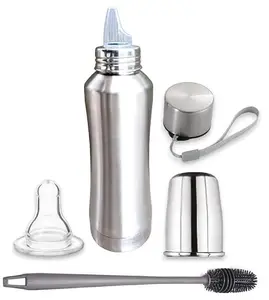 RB POINT 2 in 1 Thermosteel 24 Hours Hot and Cold Baby Feeding Milk-Water Bottle a Silver Solution for Your Thirst (250 ml)