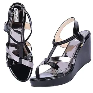 Feel it Leatherite Wedge Heels for Women's & Girl's 1030-BLACK-38