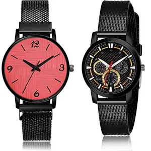 NEUTRON Fashion Analog Red and Black Color Dial Women Watch - GM226-(72-L-10) (Pack of 2)