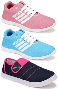 WORLD WEAR FOOTWEAR Women's (5041-5053-5054) Multicolor Casual Sports Running Shoes 5 UK (Set of 3 Pair)