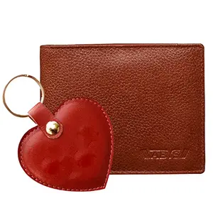 ABYS Valentine Day Special Genuine Leather Wallet with Keyring Combo for Men