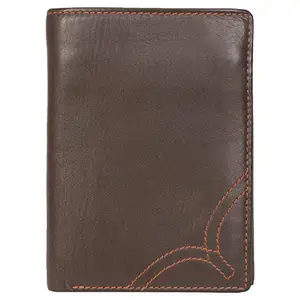 Leatherman Fashion LMN Genuine Leather Unisex Brown Wallet 14 Card Slots