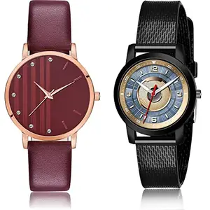 NIKOLA Italian Designer Analog Red and Grey Color Dial Women Watch - GM324-(17-L-10) (Pack of 2)
