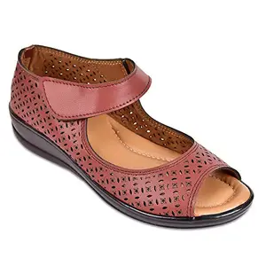 SELBRO Womens Open toe Soft Dr Sandals With Extra Cushioned Padding (Brown,UK 6=Euro 39)