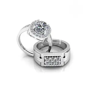 Miss Highness Pure 925 Sterling Silver Ring Rhodium Plated Minimal Jewelry Hallmark with Size Adjustable Birthday Wedding Anniversary Gift for Women and Men Couple Rings CZ AAA+ Diamond (MH-R-43-R-05)