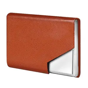 Lorem Tan Small Pocket Sized Metal ID, Credit-Debit Card Holder with Magnetic Shut Button for Men & Women WL604