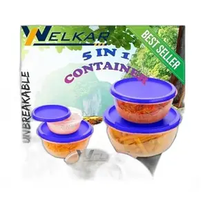 Kitchen Container |250+450+800+1400+2500 ml| Stackable Refrigerator Organizer for Fresh Food Storage | BPA-Free Kitchen Solution Transparent Food Storage Stackable frid|Design - 471for Home