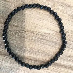 LKBEADS Natural Black Onyx 4-4.5mm Round Shape Faceted Cut Beads 7.5 Inch Stretchable Bracelet for Men & Women.|STBR_RR_01471_7.5