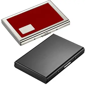 Stealodeal Full Black Metal Limited Edition with Red Debit/Credit ATM|Combo of 2| Card Holder