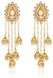 Shining Diva Fashion Latest Gold Plated Pearl Jhumki Traditional Earrings For Women & Girls(Golden)(8631er)