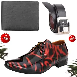 Vitoria Men's PU Formal/Party Shoes | Shoes Combo with Free Wallet & Belt | Stylish & Comfortable | Ideal for Office, Casual Outings, Parties (4157_VTOR-BLK-101) (Multicolor)(Size: 7UK)
