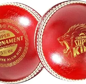 adidas playR Chennai Super Kings - Tournament Leather Ball - Red (Pack of 2)