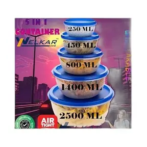 Kitchen Container |250+450+800+1400+2500 ml| Stackable Refrigerator Organizer for Fresh Food Storage | BPA-Free Kitchen Solution|Design - 8022 for Home and Kitchen