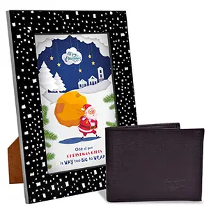 GIFT MY PASSION Merry Christmas One Of Your Christmas Gifts Quotation Photo Frame with Black Men's Wallet Combo Pack of 2