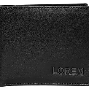 KCK INTERNATIONAL Lorem Black Designer Bi-Fold Premium Faux Leather 2 ATM Card Slots Wallet for Men WL15-B