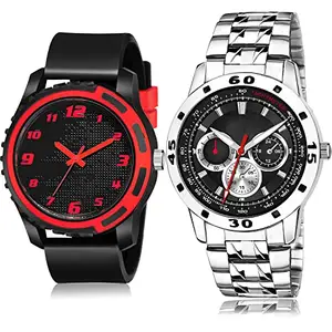 NIKOLA Present Analog Black and Silver Color Dial Men Watch - BM113-(14-S-19) (Pack of 2)
