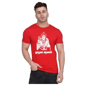 Fashions Love Men Cotton Half Sleeve Round Neck Stylish Mens Casual Wear Tamil God Muruga Lord Murugan Spiritual Creative Graphics Printed Printed T Shirt HSRR-3606-X Black