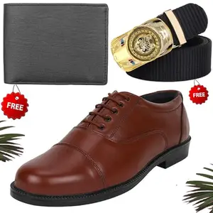Latest Trendy Formal Shoes/Party Shoes/Shoes Combo with Free Wallet & Belt for Men and Boys (BAZAAR5255_VTOR-BLK-1009) Multicolor