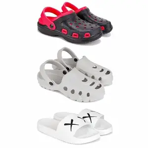 DRACKFOOT-Lightweight Classic Clogs || Sandals with Slider Adjustable Back Strap for Men-Combo(3)_G-3017-3135-3029-8 White