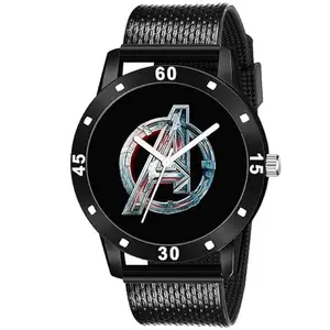 ARDENO Men's Avenger Print Dial Analog Watches New Casual Dial Black Rubber Watch