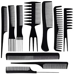 10 Pcs Hair Cutting Comb Set For Men And Women Home And Saloon Use (Black)