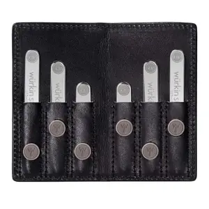 Wurkin Stiffs Power Stays Travel Set Assorted Size Magnetic Collar Stays in Black Leather Wallet