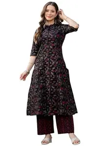 rytras Women Pure Cotton Printed A-Line Kurta Set with Palazzo pants|Ethnic wear|Kurti Suit Set for Women
