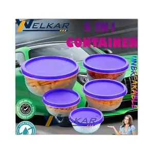 Kitchen Container |250+450+800+1400+2500 ml| Stackable Refrigerator Organizer for Fresh Food Storage | BPA-Free Kitchen Solution|Design - 8089 for Home and Kitchen