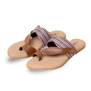 ZOUK Women's Jute Handcrafted Rohtang Stripes Curvy Toe Chappal - 41 Multicolor