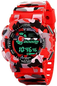 Acnos® Premium Brand - A Digital Watch Shockproof Multi-Functional Automatic Army Full Red Color Army Strap Waterproof Digital Sports Watch for Men's Kids Watch for Boys Watch for Men Pack of-1