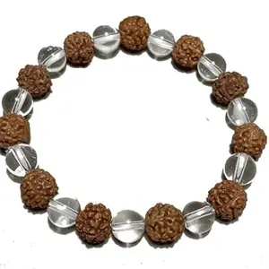 MADHAV CRYSTAL Sphatik With Rudraksha Bracelet Prefect For Men and Women Meditation Yoga Reiki Healing Bracelet