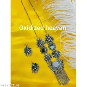 S R Oxidised Round Chain Pendant Long Necklace For Girls and women's Design_87