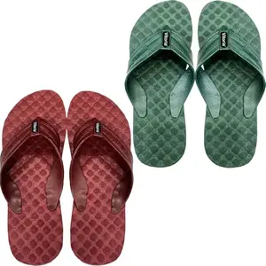 Vitoria Men Slippers | Soft Comfortable Stylish And Anti Skid Men's Flip-Flops & Slippers | Color : Green-Maroon | Size : 6, FPKS01SpidrGrnSlprS01SpidrMhunSlpr2SP-6