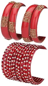Colorful Glass Bangles/Kada Set Combo Ornamented with Colourful Chips & Beads_Bridal596 (AkBang2-AOY1.a_bang)