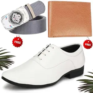 Attractive Trendy Formal Shoes/Party Shoes/Shoes Combo with Free Wallet & Belt for Men and Boys (BAZAAR7013_RT-Tan-1006) Multicolor