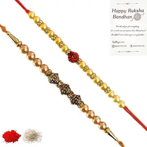 Rakhi set of 2, Rakhiya, Rakhi combo,with roli and chawal packet 239