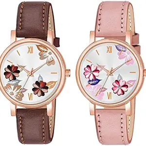 || MV INTERNATIONAL || Analogue 6 Different Color Flowered Dial Watch for Women and Girls Single and Combo Watches for Women and Girl Pack of 2