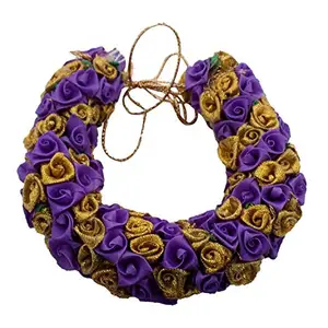 Iyaan Hair Gajra Flowers For Women And Girls (Purple And Golden)